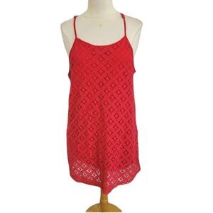 C label red dress crochet overlay size large
